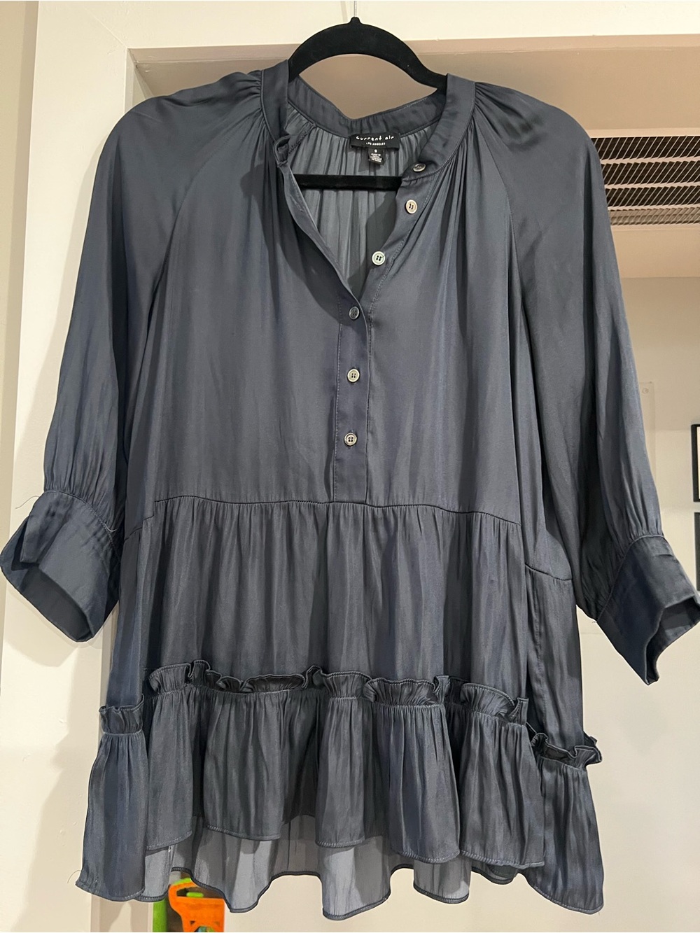 Current Air Slate Blue Ruffled Hem Tunic